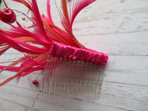 Cerise Pink & Orange Feather Fizz