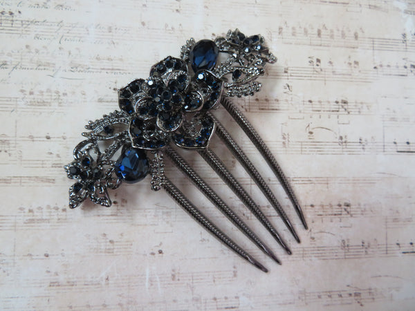 Midnight Bloom Jewelled Claw Comb