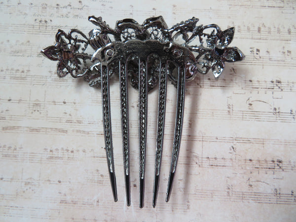 Midnight Bloom Jewelled Claw Comb