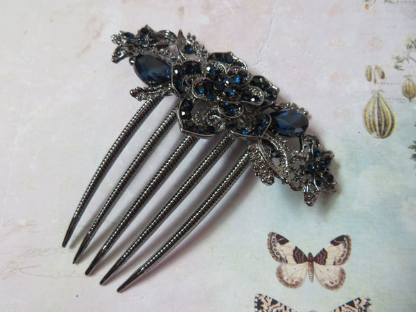 Midnight Bloom Jewelled Claw Comb