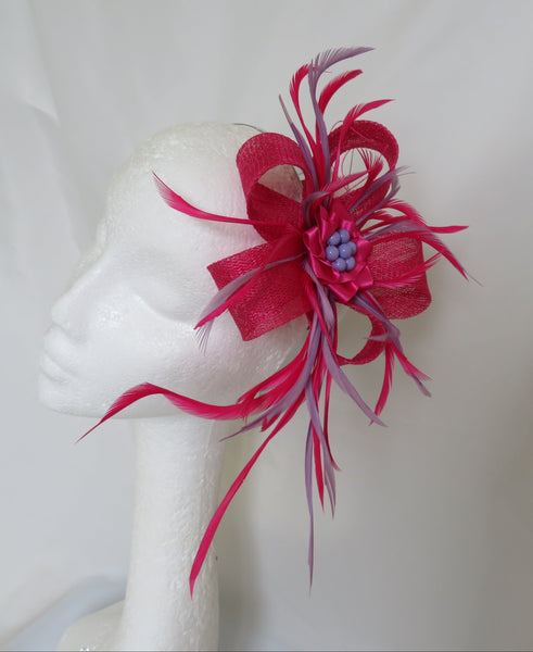Cerise Pink and Lilac Lily Fascinator