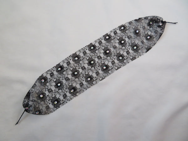 Black Lace Crystal Mask Veil