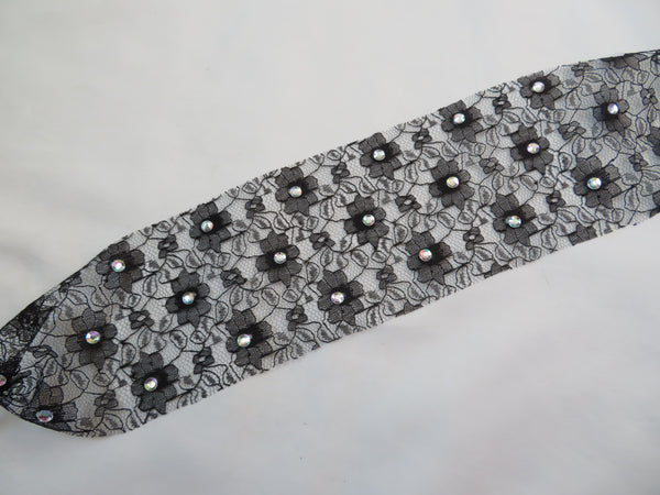 Black Lace Crystal Mask Veil