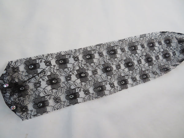 Black Lace Crystal Mask Veil