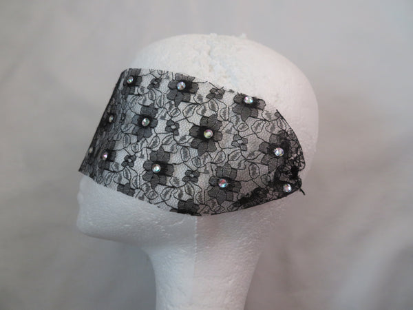 Black Lace Crystal Mask Veil
