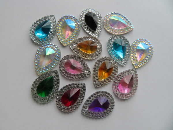 Sparkly Multicolour Crystal Sew On Cabochons