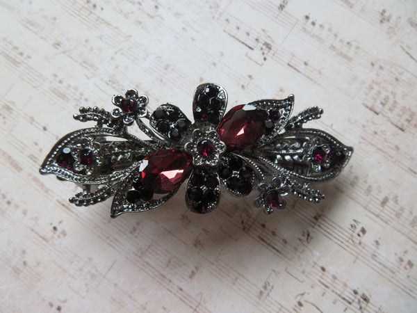 Midnight Bloom Plum Jewelled Clip