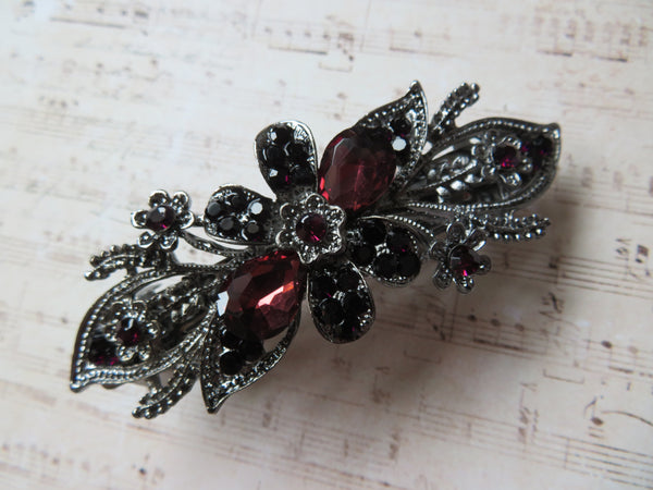 Midnight Bloom Plum Jewelled Clip