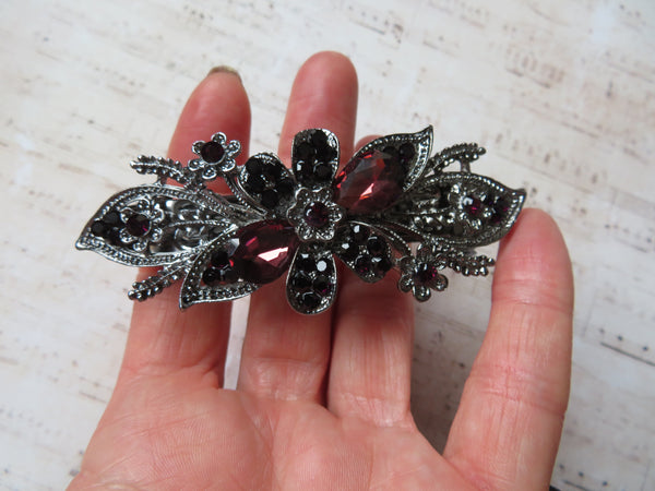 Midnight Bloom Plum Jewelled Clip