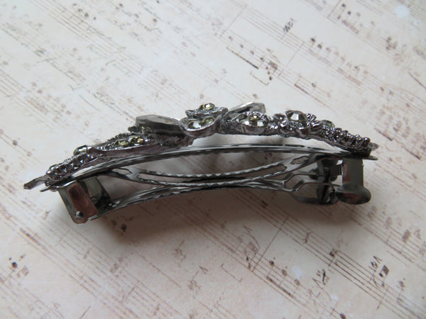 Midnight Bloom Grey Jewelled Clip