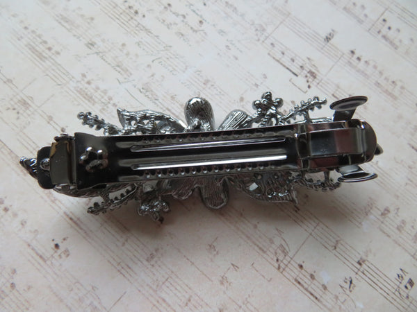 Midnight Bloom Grey Jewelled Clip