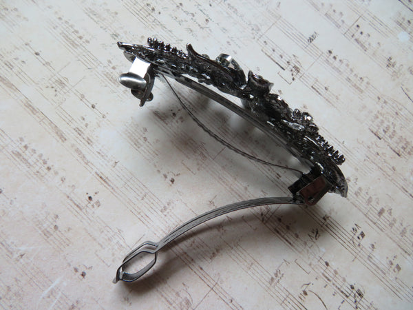 Midnight Bloom Grey Jewelled Clip
