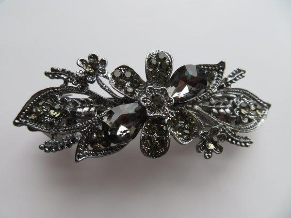 Midnight Bloom Grey Jewelled Clip