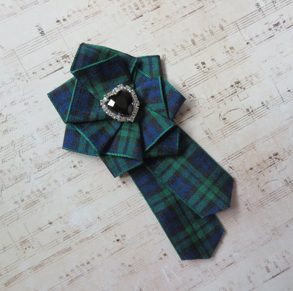 Black Watch Heart Tartan Brooch