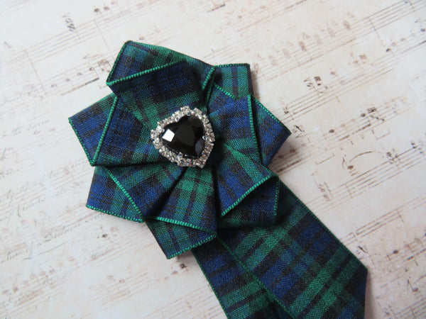 Black Watch Heart Tartan Brooch