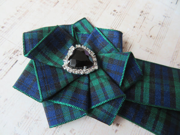 Black Watch Heart Tartan Brooch