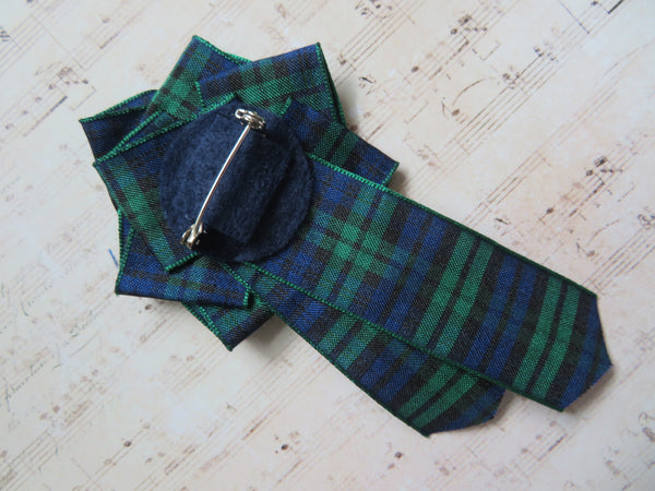 Black Watch Heart Tartan Brooch