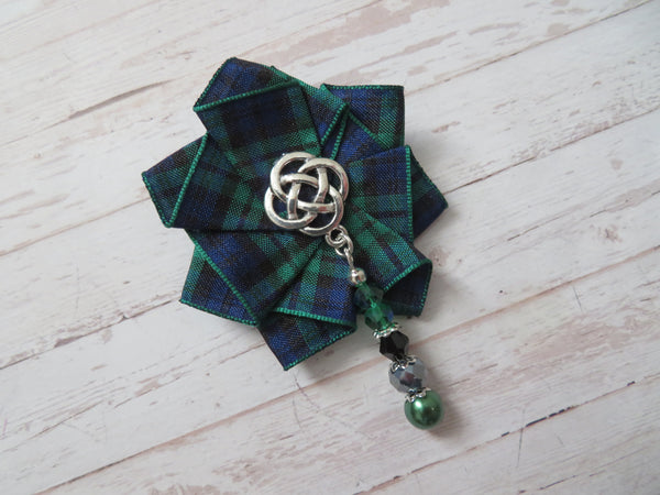 Black Watch Beaded Ruffle Brooch