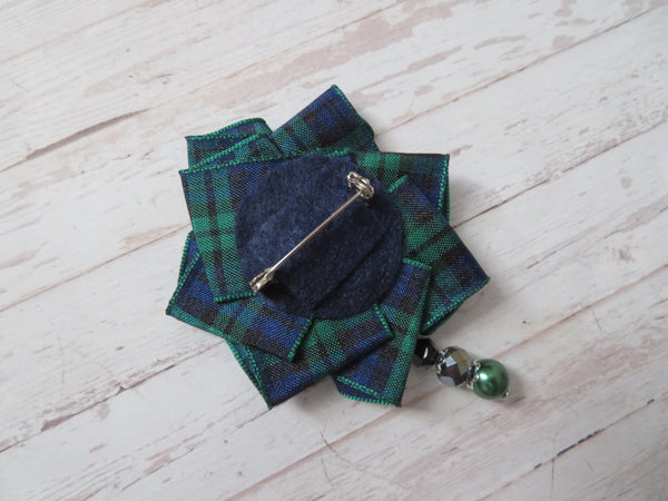 Black Watch Beaded Ruffle Brooch