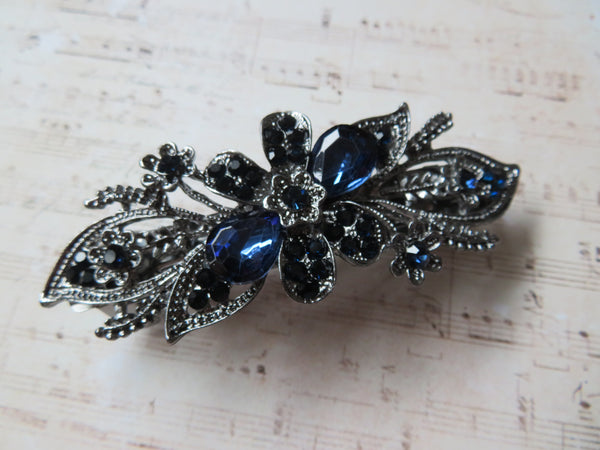 Midnight Bloom Blue Jewelled Clip