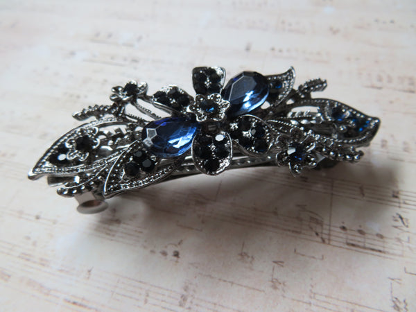 Midnight Bloom Blue Jewelled Clip