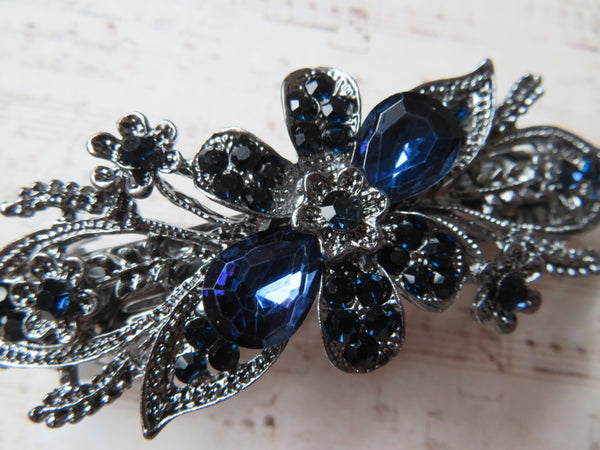Midnight Bloom Blue Jewelled Clip