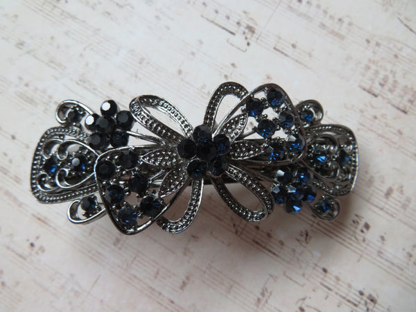Deco Bow Rhinestone Jewelled Clip