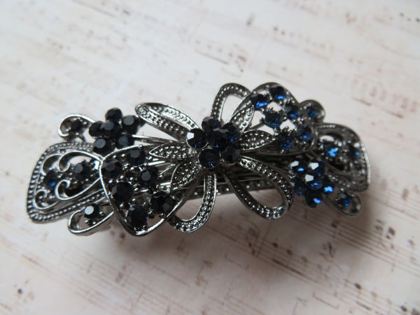 Deco Bow Rhinestone Jewelled Clip