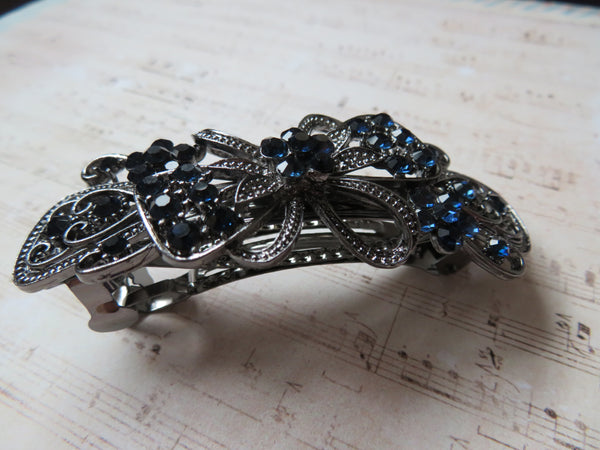 Deco Bow Rhinestone Jewelled Clip