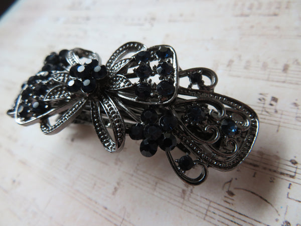 Deco Bow Rhinestone Jewelled Clip