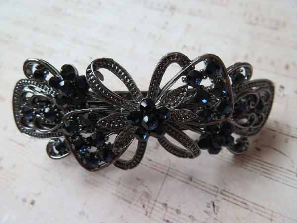Deco Bow Rhinestone Jewelled Clip