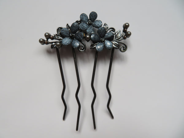 Deco Bloom Blue Floral Comb