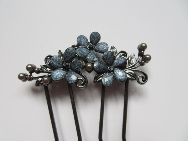 Deco Bloom Blue Floral Comb
