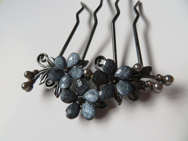 Deco Bloom Blue Floral Comb