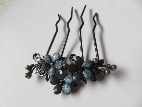 Deco Bloom Blue Floral Comb