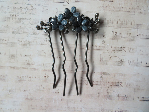 Deco Bloom Blue Floral Comb