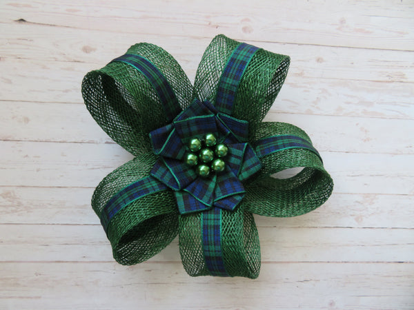 Dark Green Black Watch Tartan Isla Fascinator