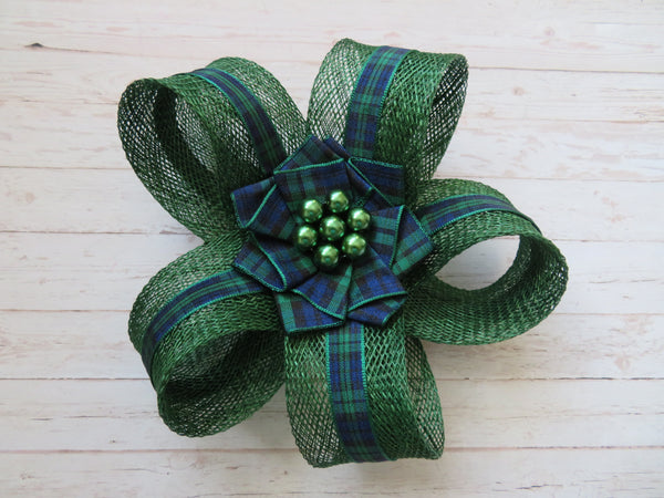 Dark Green Black Watch Tartan Isla Fascinator