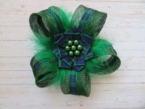 Dark Green Black Watch Tartan Isla Fascinator