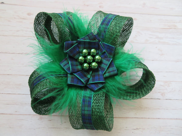 Dark Green Black Watch Tartan Isla Fascinator