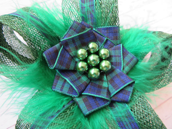 Dark Green Black Watch Tartan Isla Fascinator