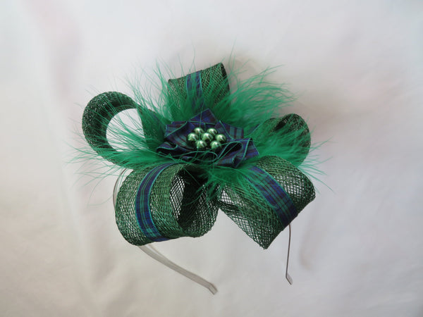 Dark Green Black Watch Tartan Isla Fascinator