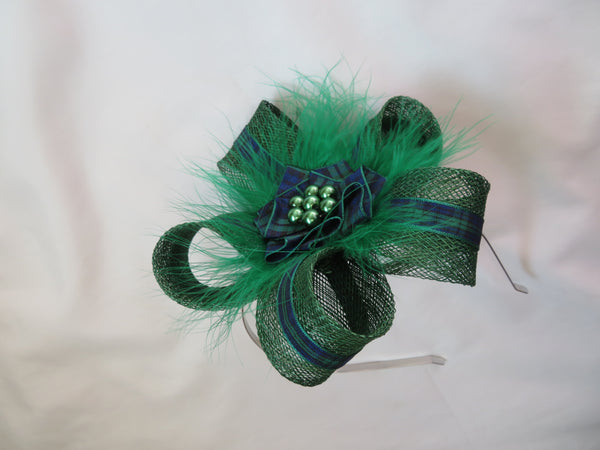 Dark Green Black Watch Tartan Isla Fascinator