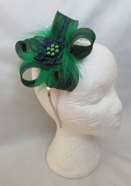 Dark Green Black Watch Tartan Isla Fascinator