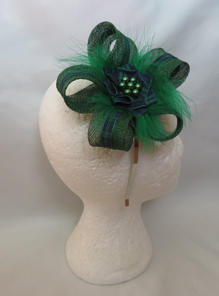 Dark Green Black Watch Tartan Isla Fascinator