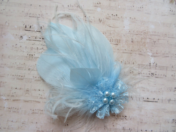 Pale Blue Feather Whisper Hair Clip