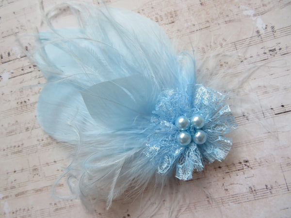 Pale Blue Feather Whisper Hair Clip