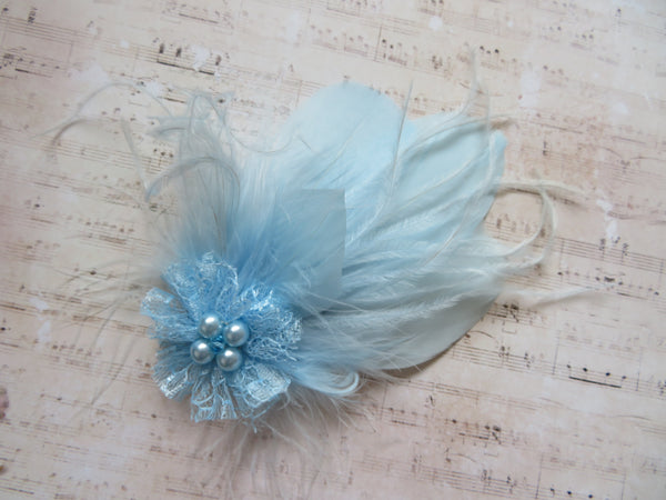 Pale Blue Feather Whisper Hair Clip