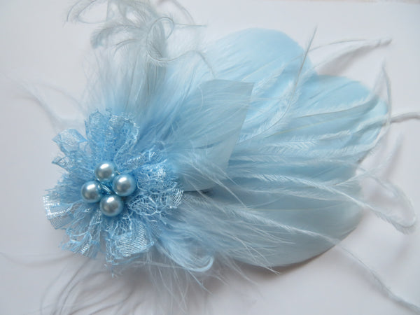 Pale Blue Feather Whisper Hair Clip