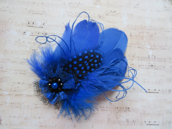 Cobalt Blue Feather Whisper Hair Clip
